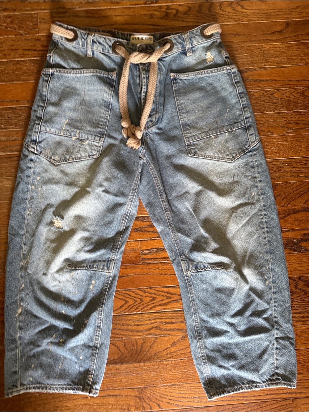 We The Free Light Blue Moxie Denim Jeans with Rope Belt